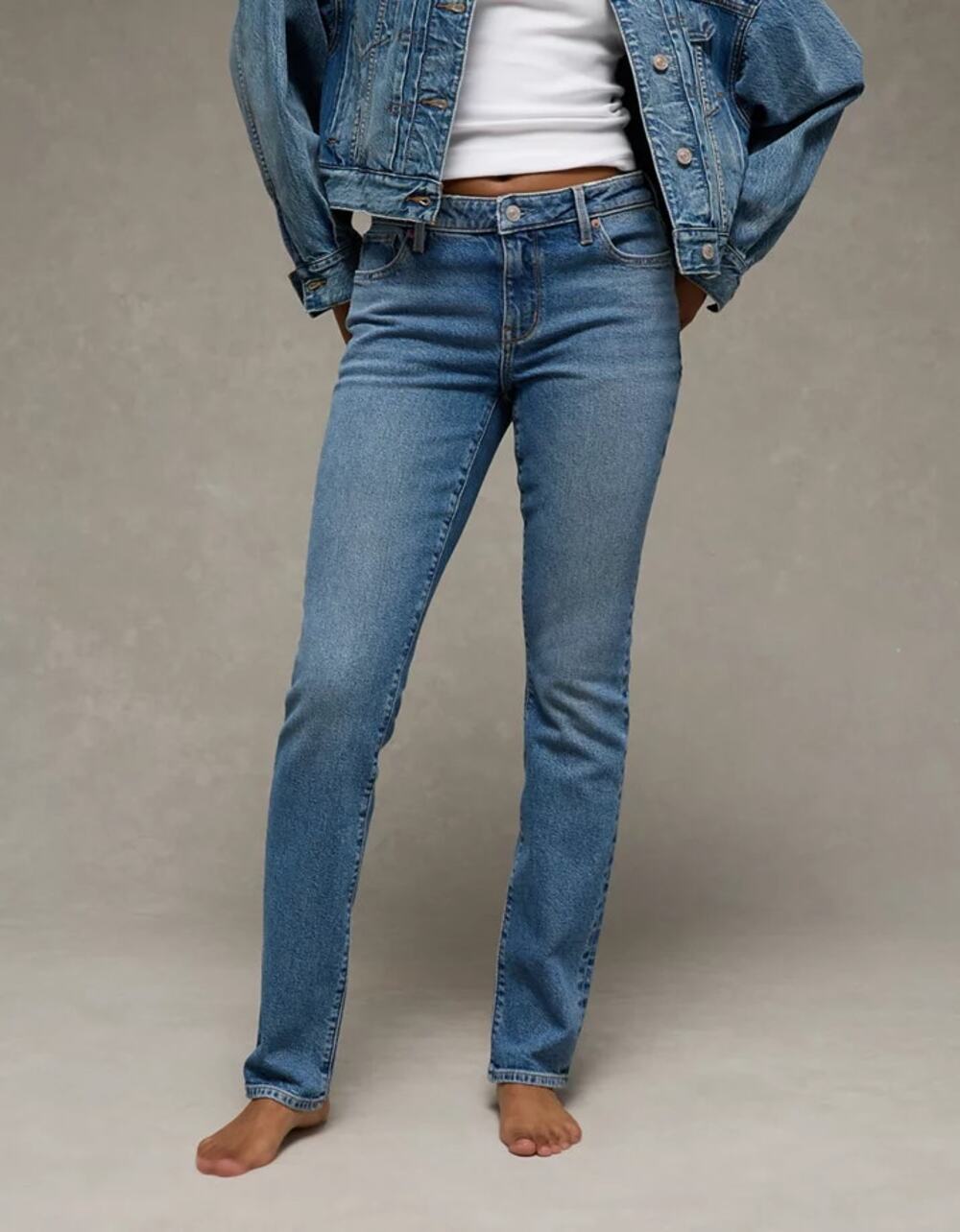 American Eagle Outfitters Medium Wash Blue Denim Skinny Jeans Women's Size 8